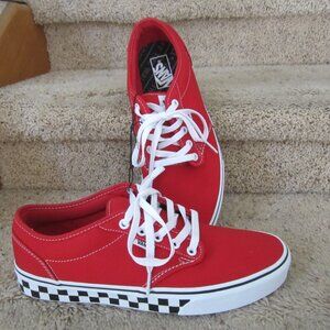 NEW Vans Atwood Checker Sidewall Shoes Sneakers Men's 10.5 Red White Black